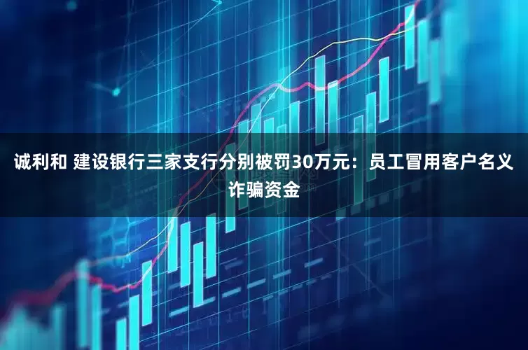 诚利和 建设银行三家支行分别被罚30万元：员工冒用客户名义诈骗资金