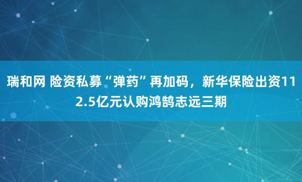 瑞和网 险资私募“弹药”再加码，新华保险出资112.5亿元认购鸿鹄志远三期